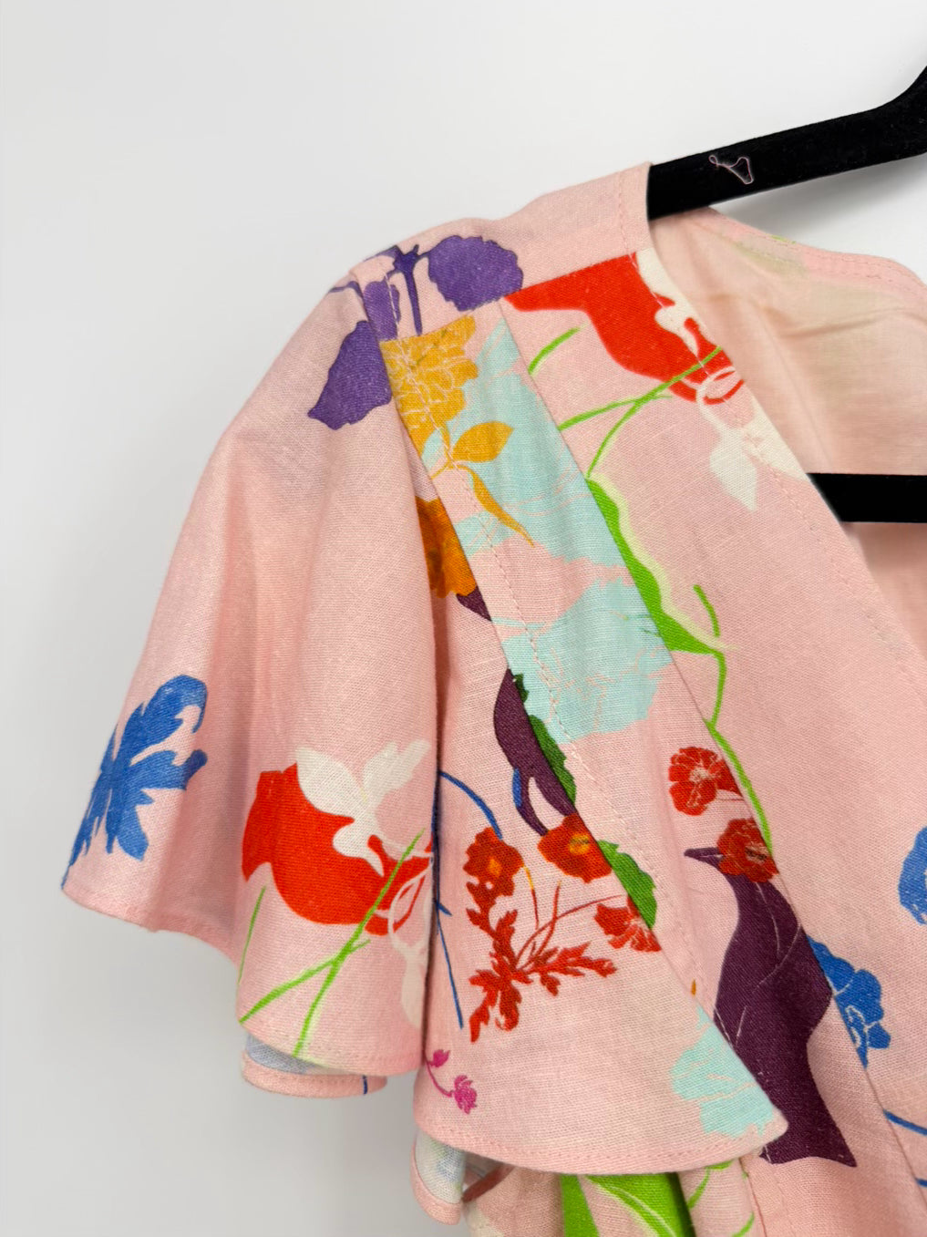 TANYA TAYLOR Size Wmn's 6 Peach Linen Blend Belted Floral Midi-Dress