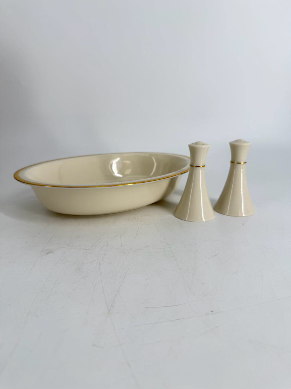 LENOX Cream Tuxedo 6 Piece Dinnerware Setting For 8 w/ Serving Pieces