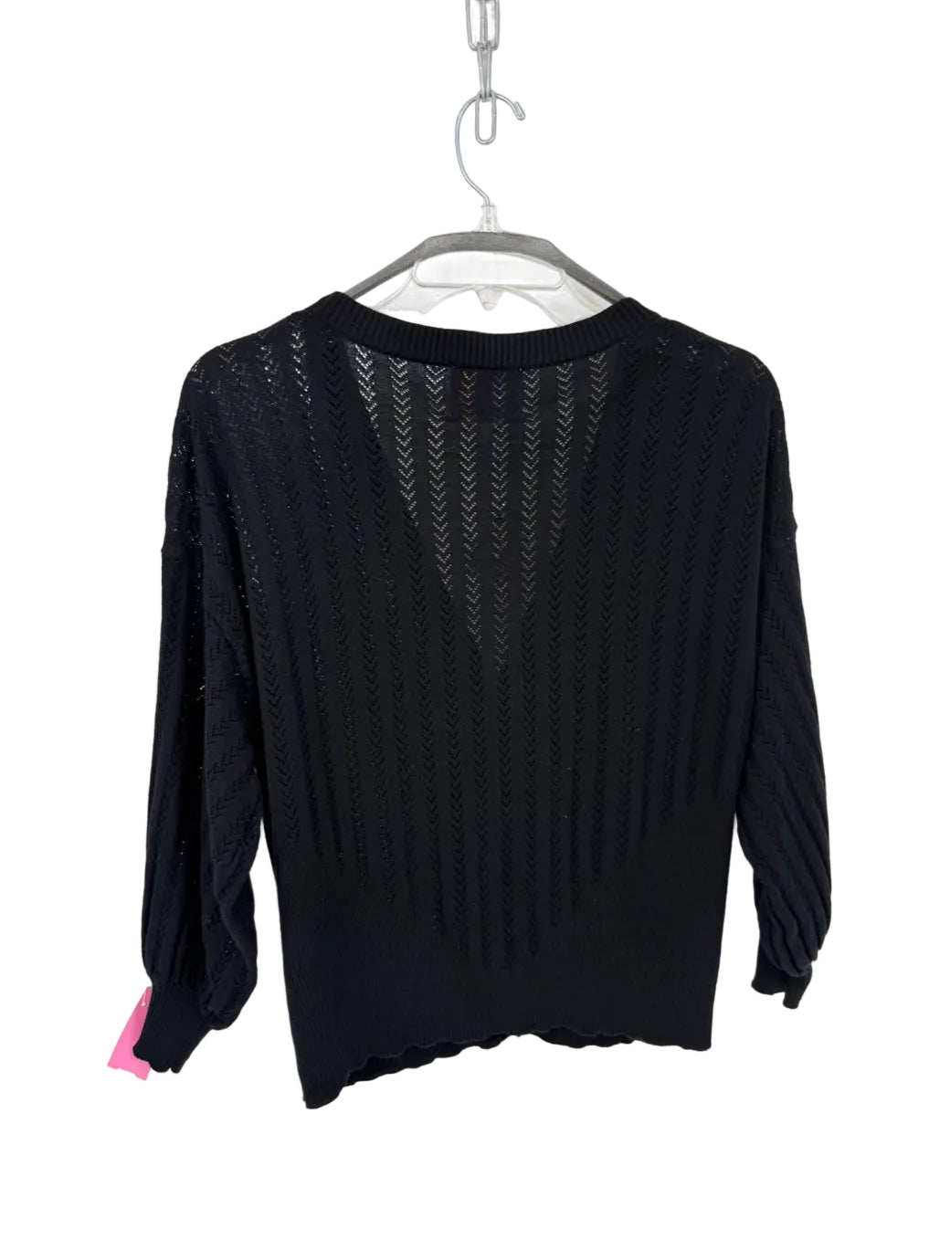 CRUSH Wmn's Size S Black Pointelle Cotton, Silk & Cashmere Cardigan NWT