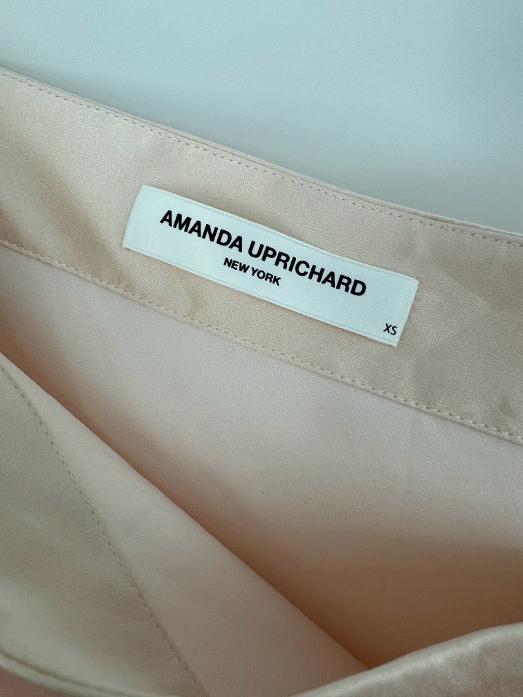 AMANDA UPRICHARD Size S Blush Silk One Shoulder Blouse