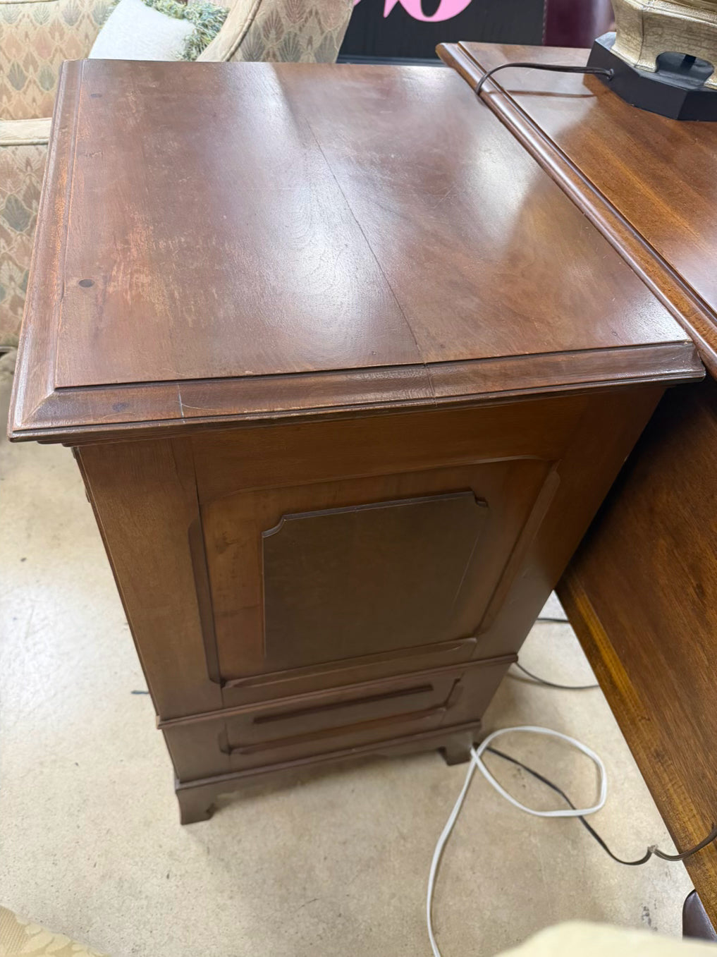Wood Spool Chest w/ Drawers