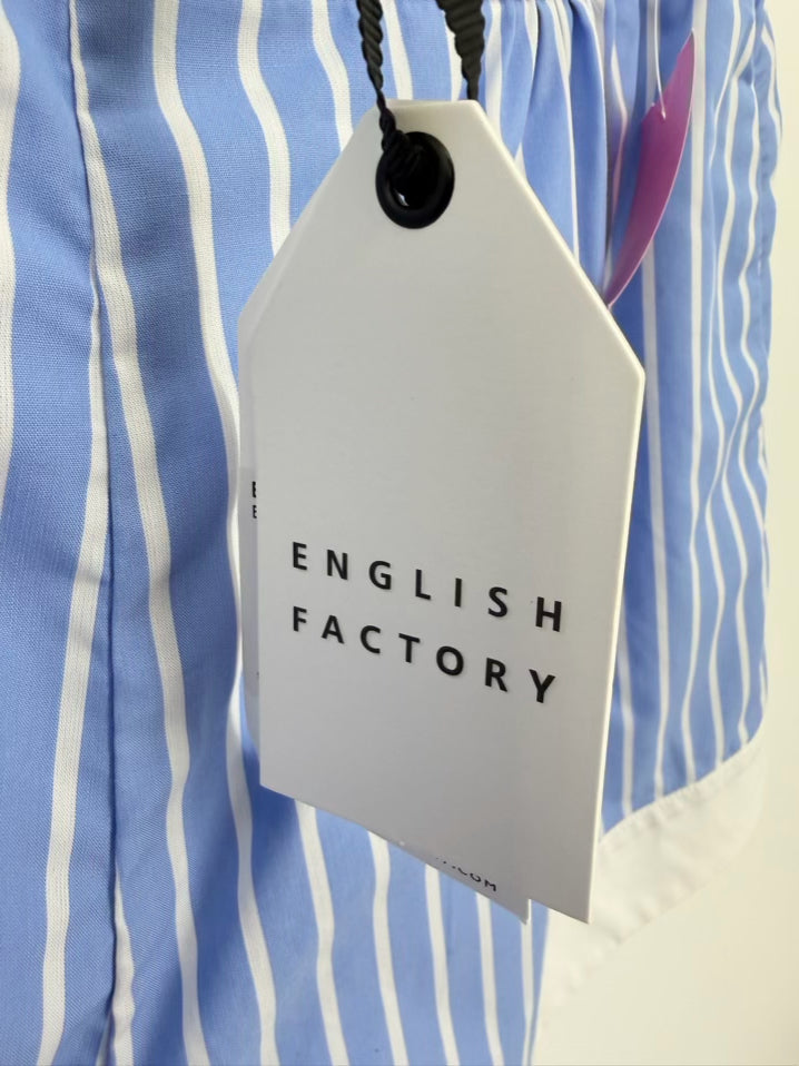 ENGLISH FACTORY Wmn's Size XS Blue & White Stripe Shorts 2 Piece Set NWT