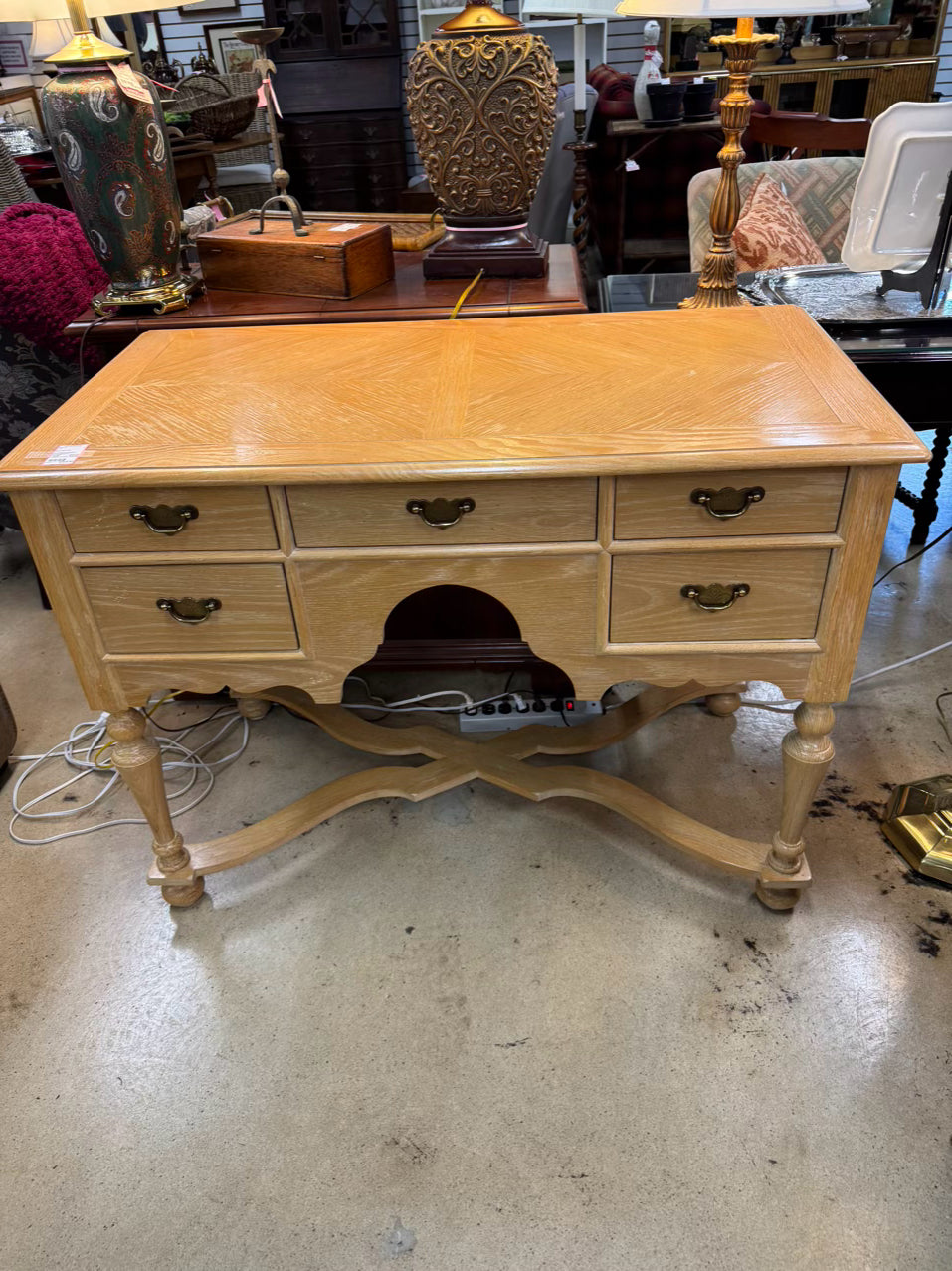 Light Oak Desk w/ Stretchers on Bottom