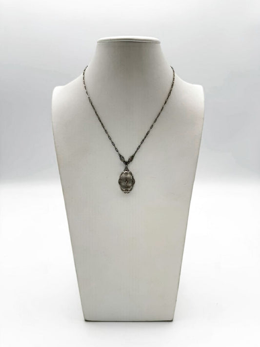 VINTAGE Silver & Clear Emerald Cut Art Deco Necklace