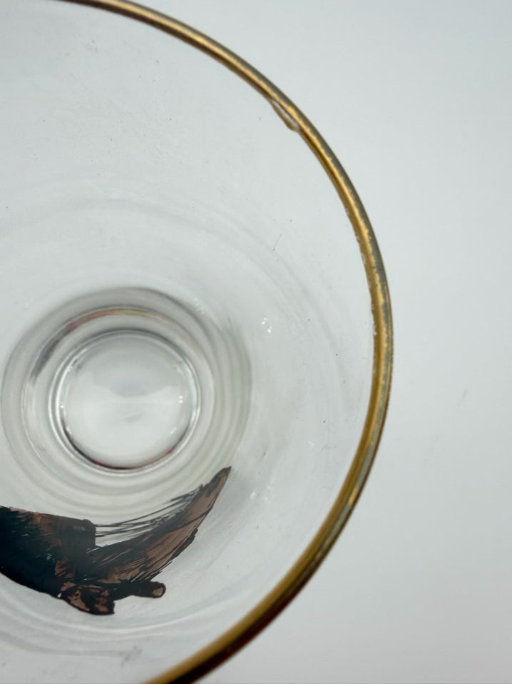 Mid-Century Horse Head Clear Glass Set Of 6 Glasses