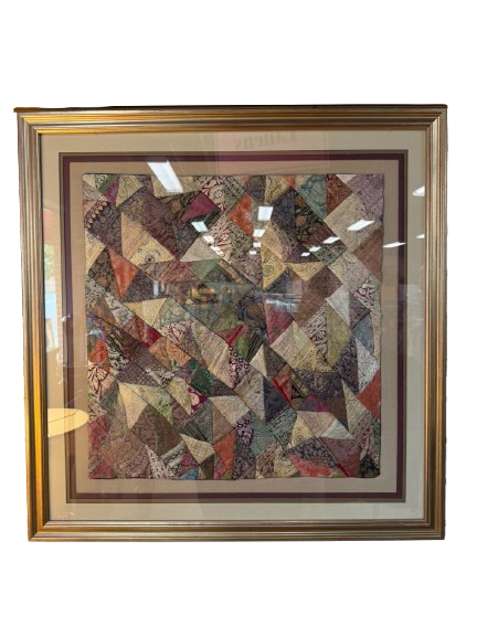 Multi Colored Silk Fabric In Gold Frame