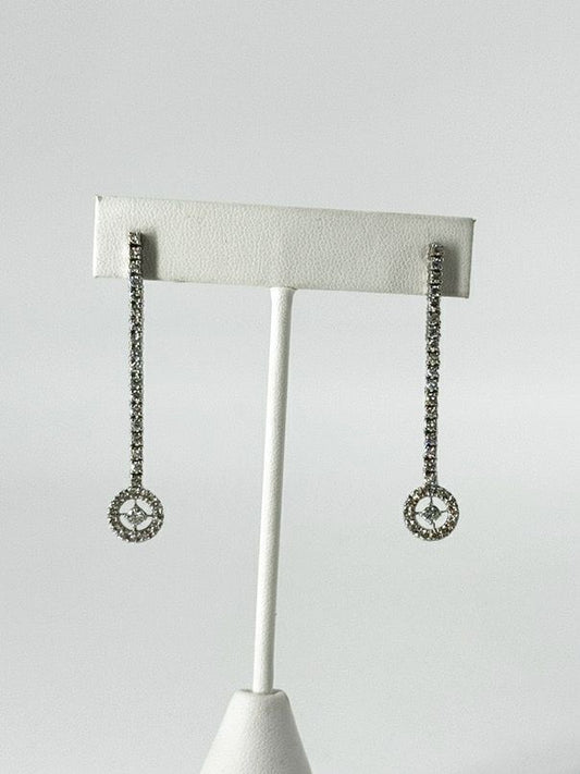 14K White Gold Diamond Dangle Earrings
