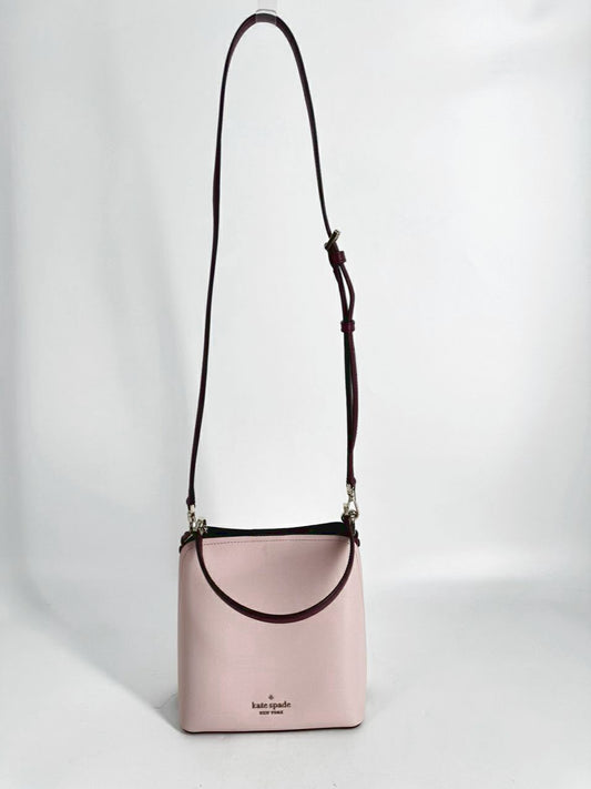 KATE SPADE Pink & Merlot Leather Darcy Small Bucket Crossbody