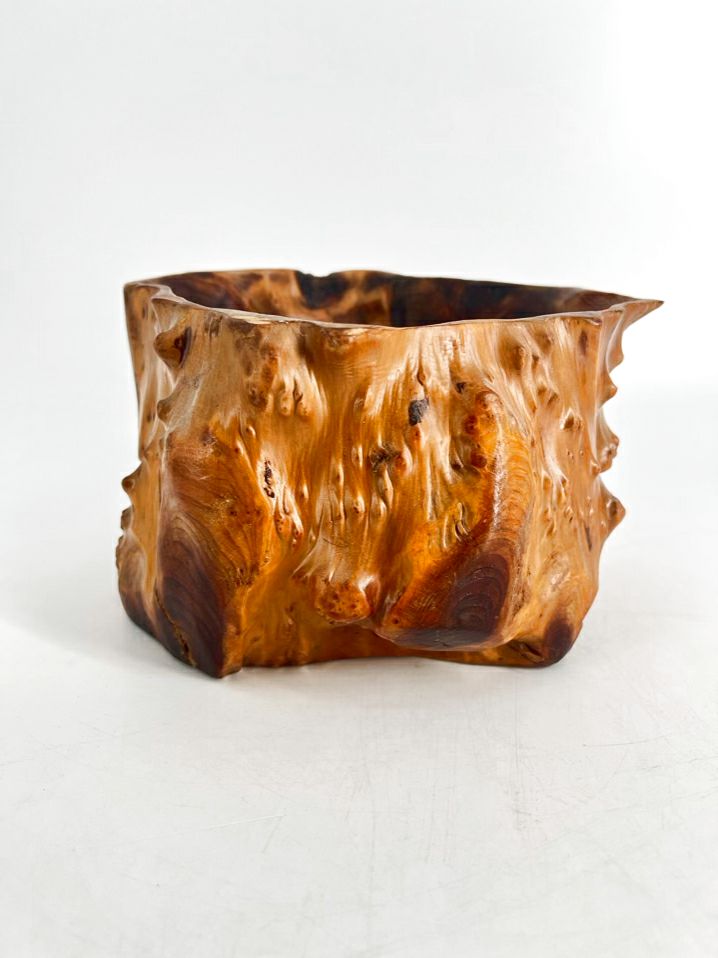 Brown Wood Carved Bowl