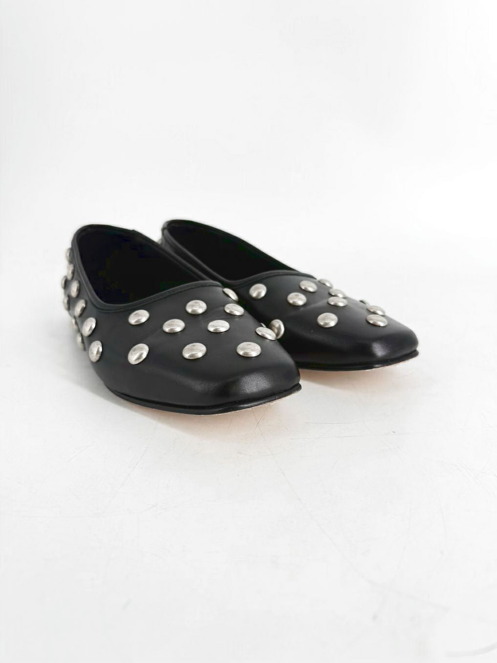 FREDA SALVADOR Jessie Size Wmns 7.5 Black Leather Studded Flats