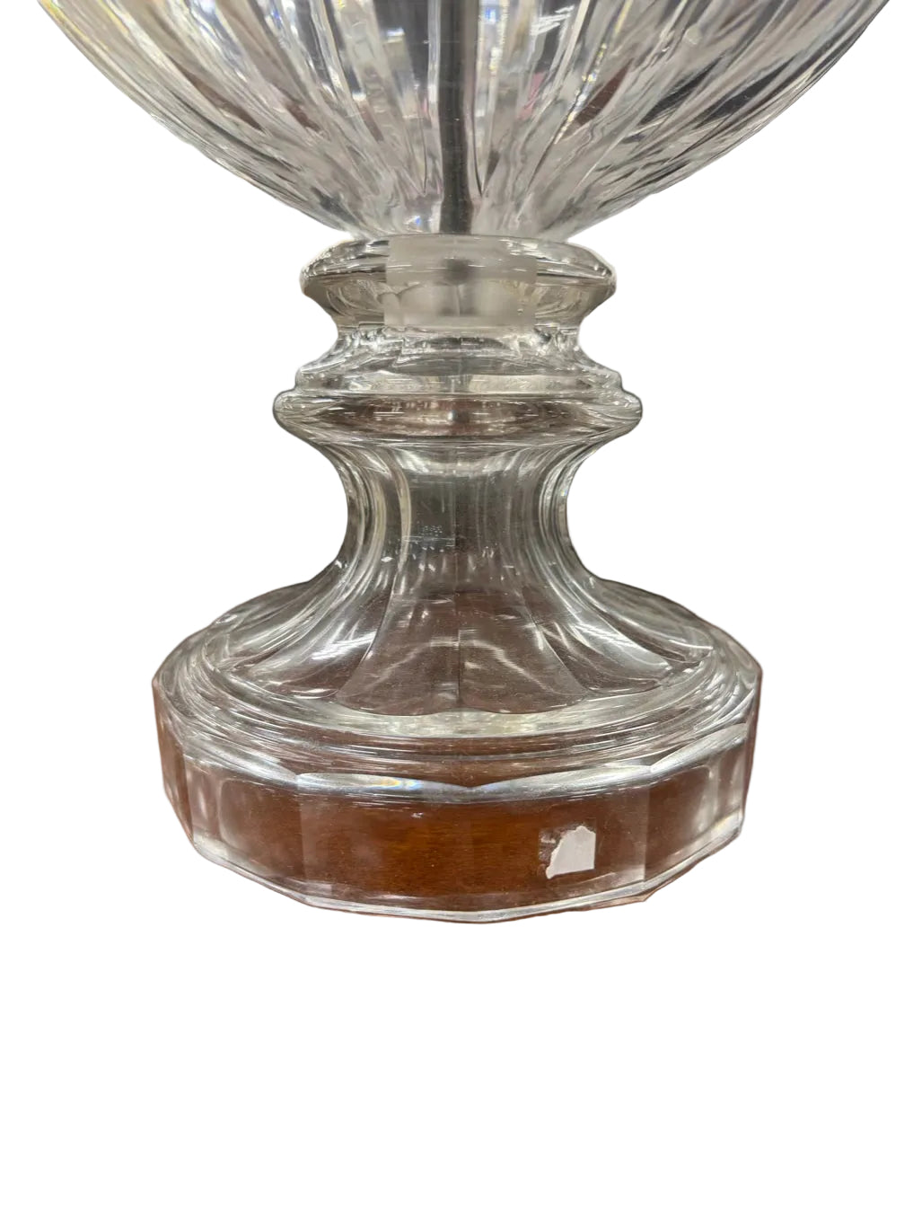 Clear Glass Ball Pair Of Lamps w/ Beige Shade