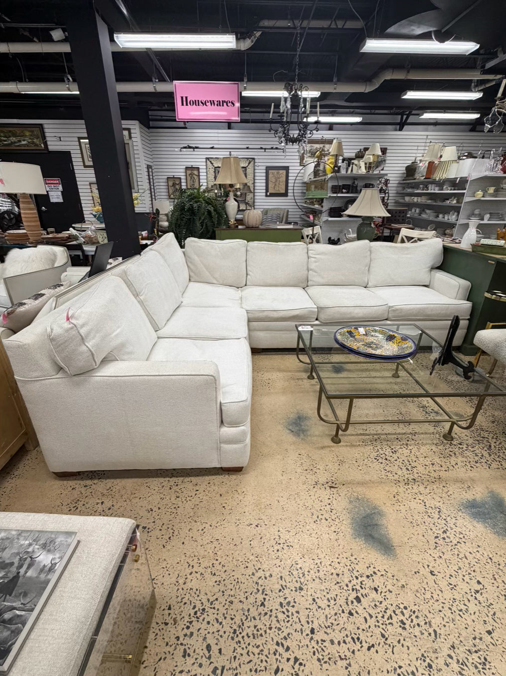 JACKSON CARTER FURNITURE Ivory Tweed Look Sectional Sofa