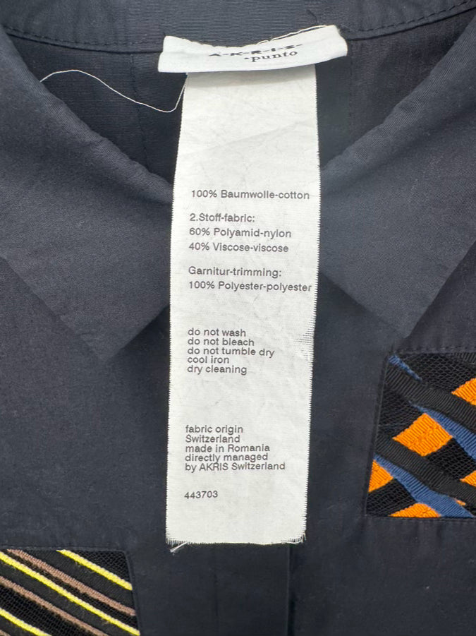 AKRIS Size 18 Black Patches Blouse