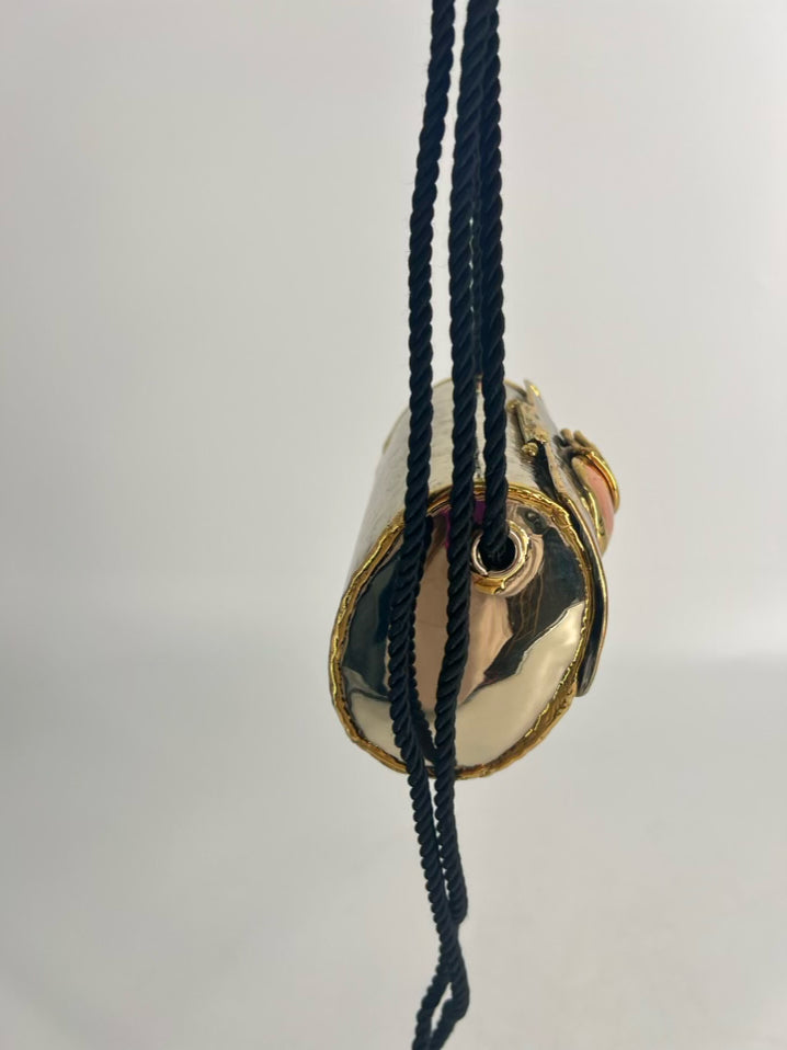 Copper Gold Tone Heart Detail Evening Bag