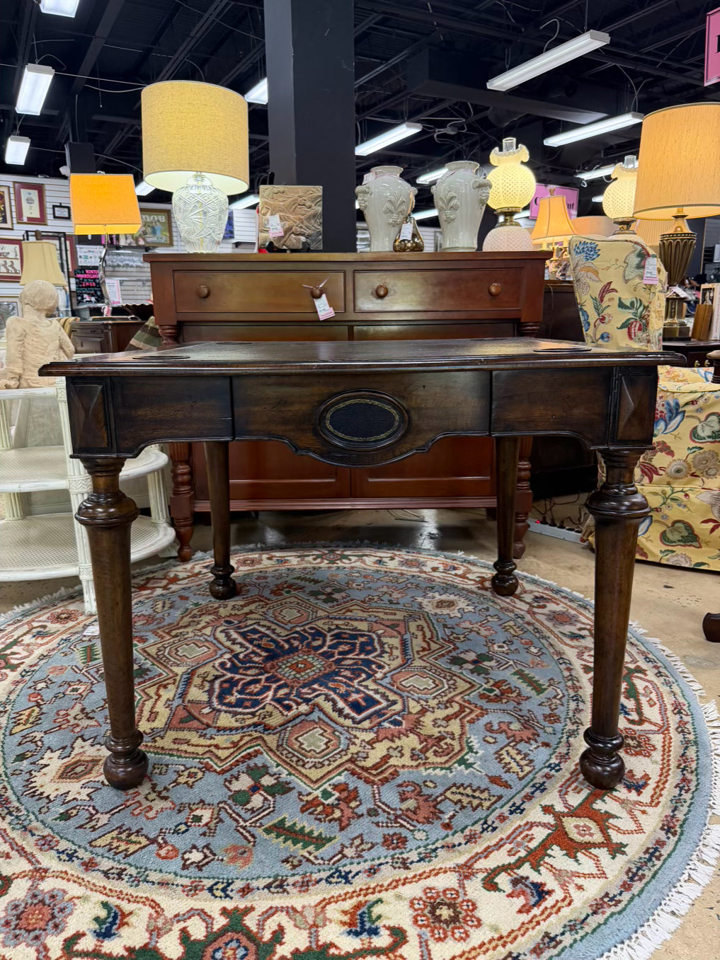 MAITLAND SMITH Wood Game Table w/ Leather Top