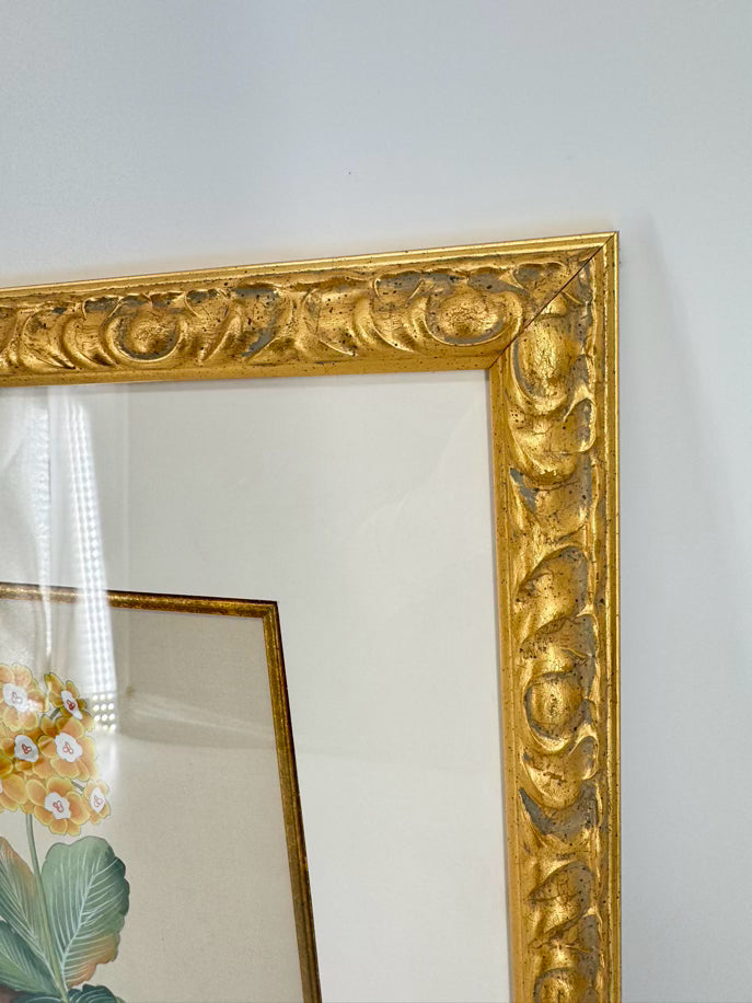 CHELSEA HOUSE Yellow Flower w/ Butterfly Painting on Silk in Gold Frame
