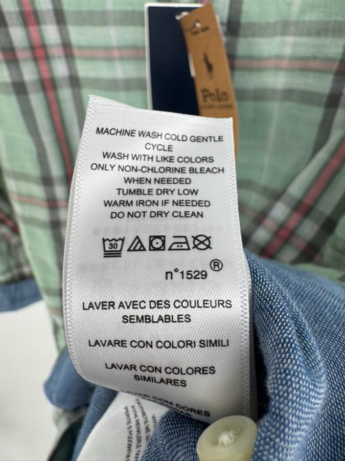 POLO RALPH LAUREN Size M Mint Plaid Long Sleeve Shirt NWT