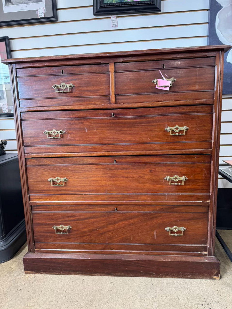 ANTIQUE Wood 5-Drawer Chest