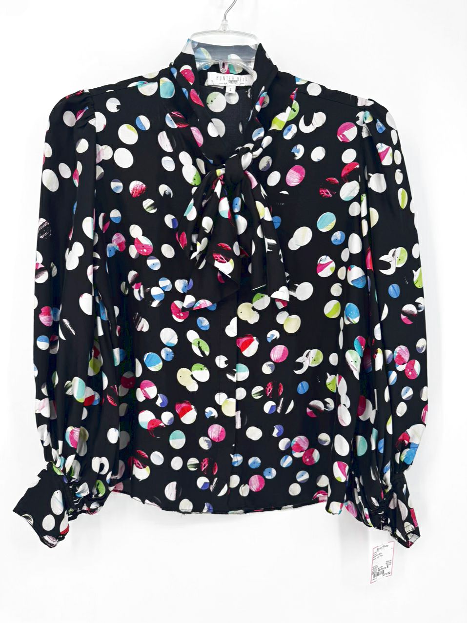 HUNTER BELL Size S Black Dots Silk Blouse