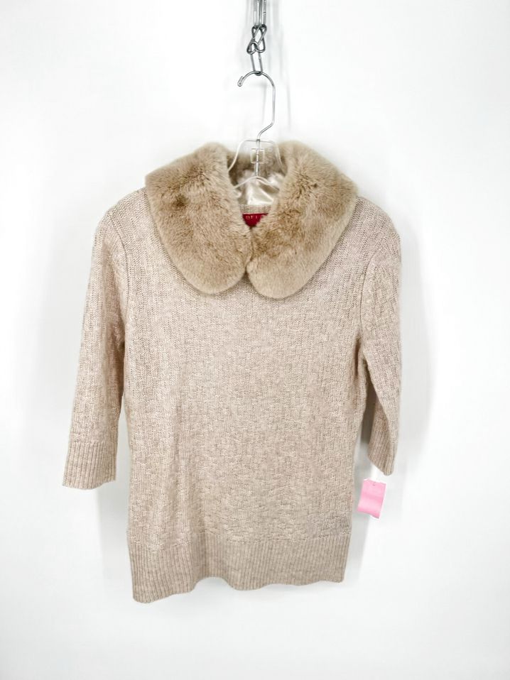 BELLARIO Khaki Size M Cashmere & Rabbit Fur Sweater