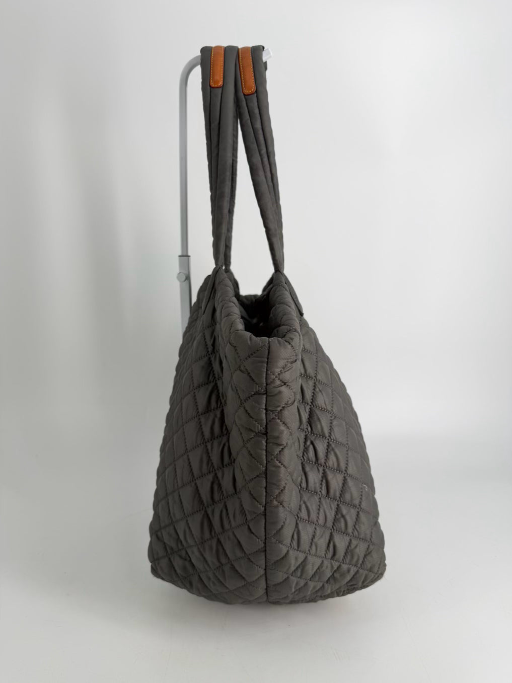 MZ WALLACE Gray Nylon Quilted Tote Bag