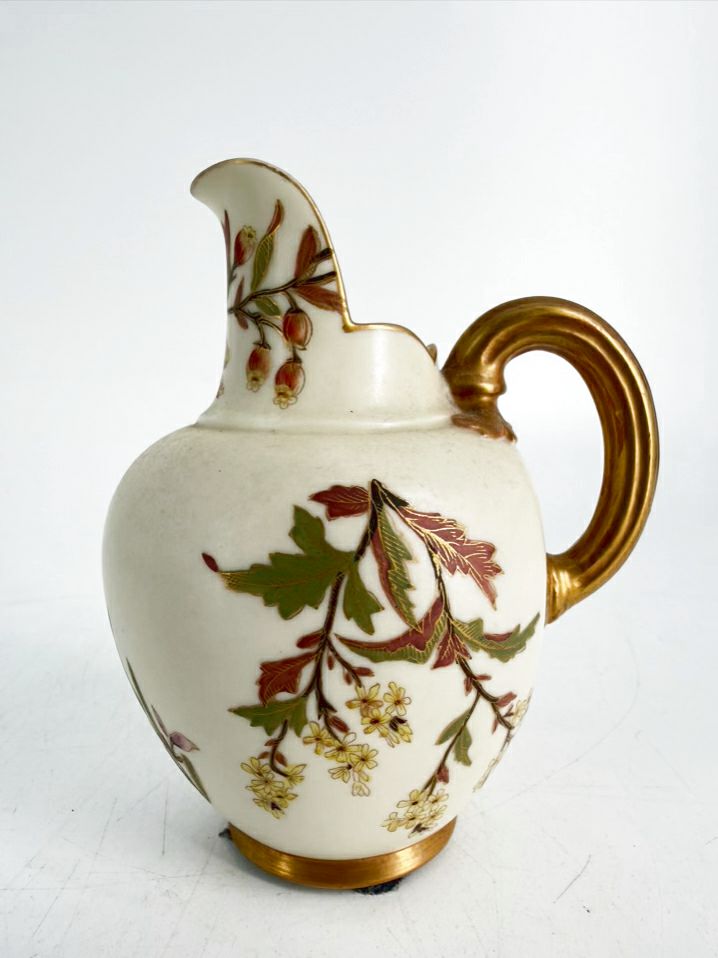 ROYAL WORCESTER Cream, Pink , Green & Yellow Flatback Pitcher