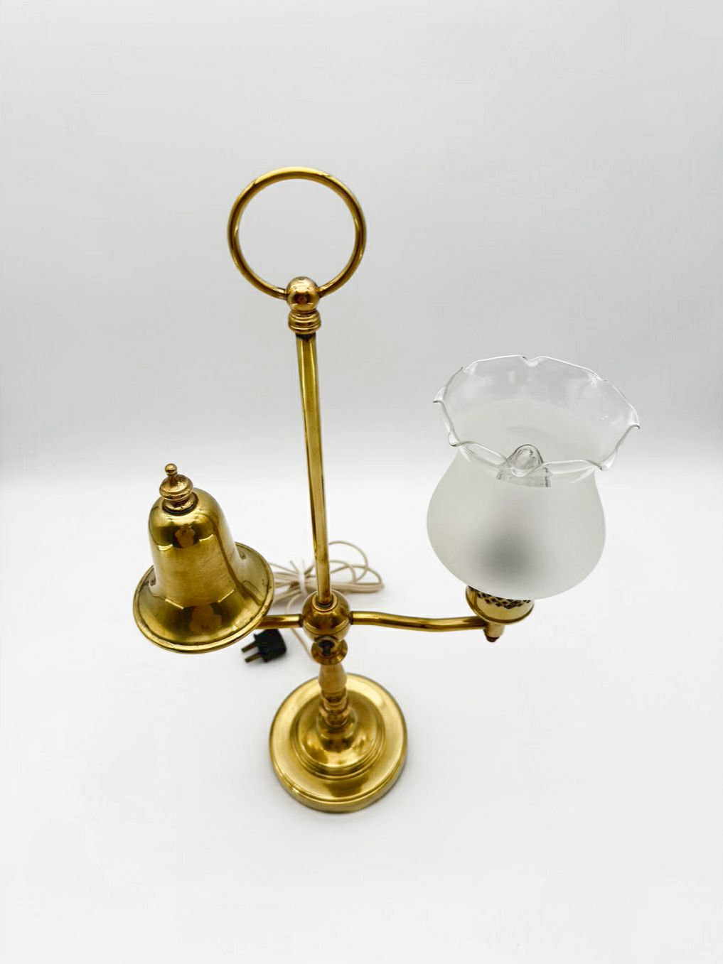 VINTAGE Brass Student Lamp w/ Frosted Glass Globe