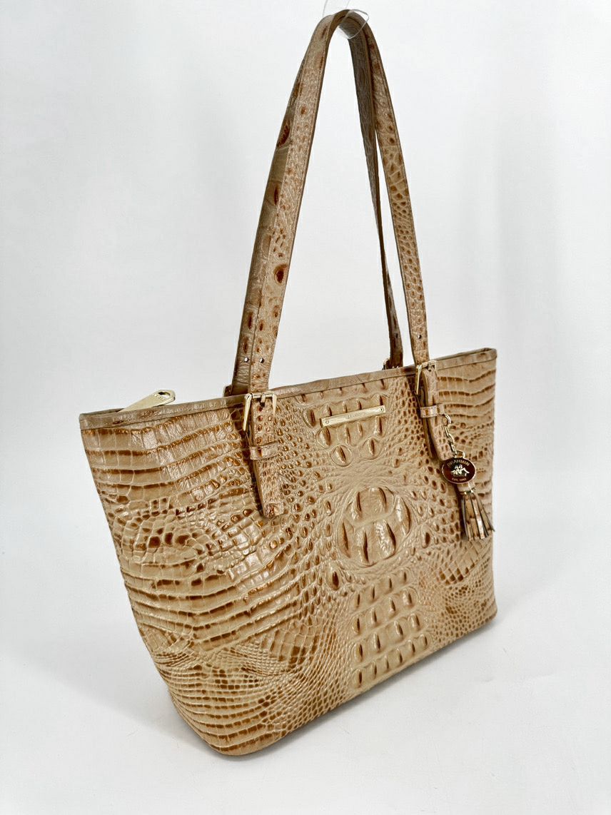 BRAHMIN Tan Embossed Leather Melbourne Purse