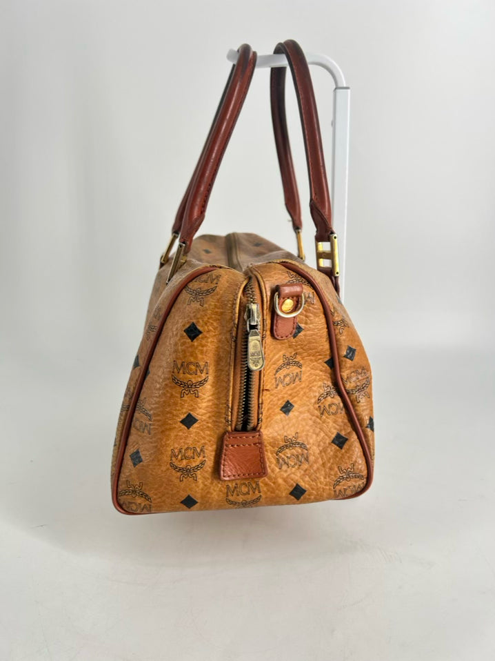 MCM Leather Cognac Monogram Purse
