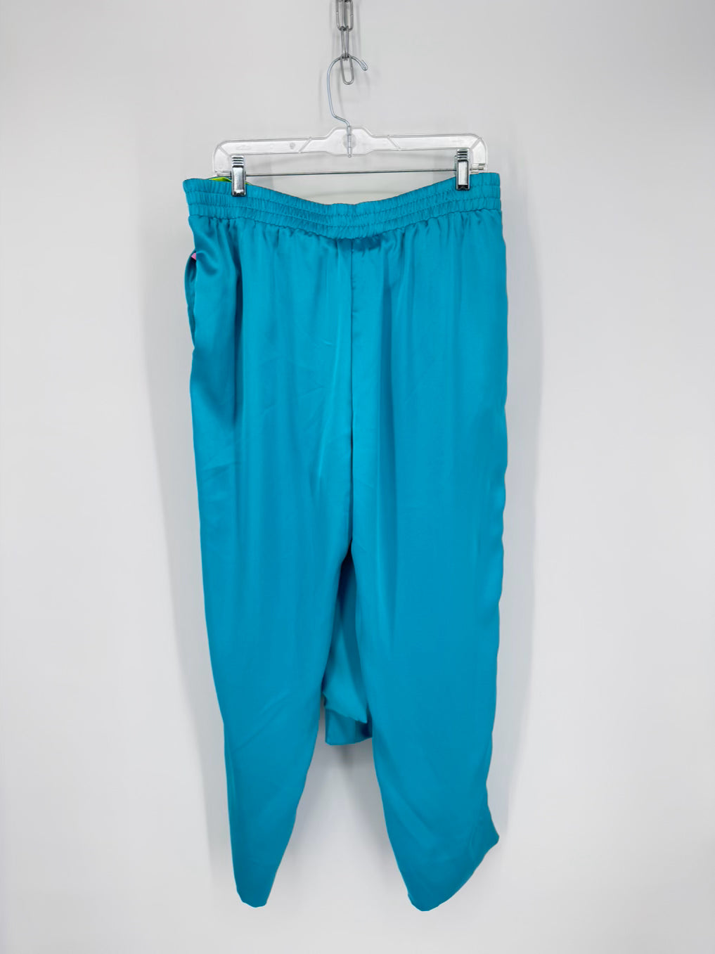 GRETCHEN SCOTT Size L Teal Satin Belted Pants NWT