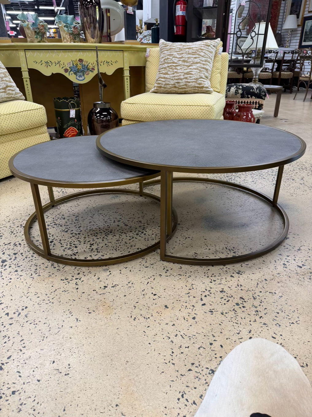 FOUR HANDS Gold & Gray Metal Nesting Coffee Tables
