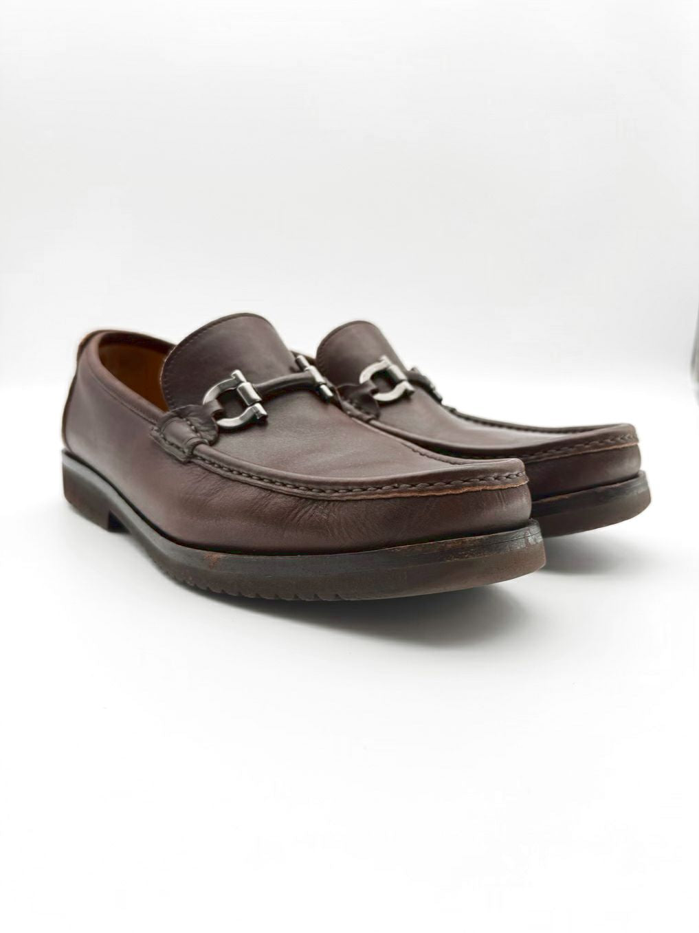 SALVATORE FERRAGAMO MENS Size 10.5 Chocolate Leather Loafers