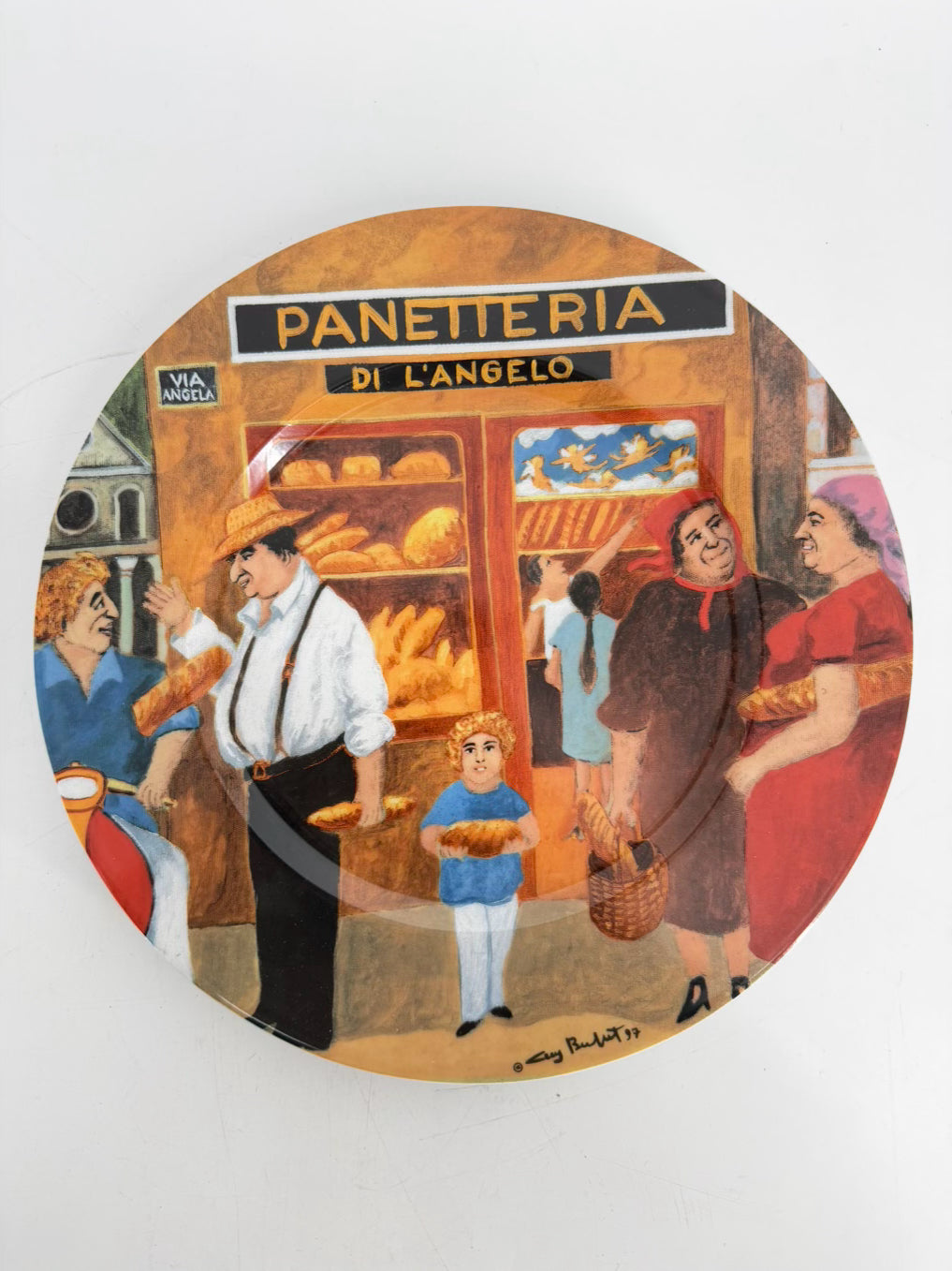 GUY BUFFET Multi Colored Ceramic Tuscan Storefronts Plate Setting For 6