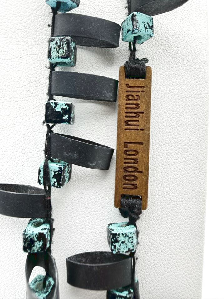 JIANHUI LONDON Blue & Black Recycled Wood & Rubber Necklace
