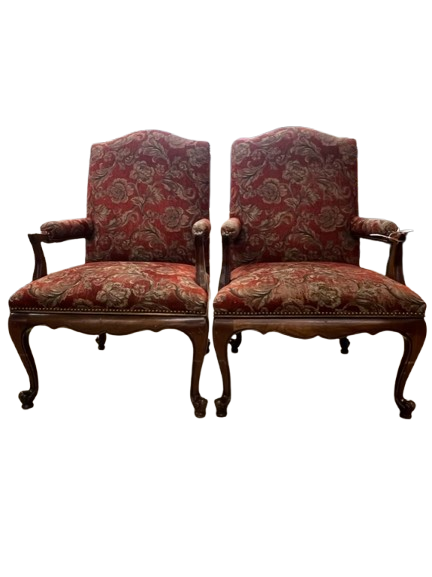 RUST & CREAM Pair of French Chairs