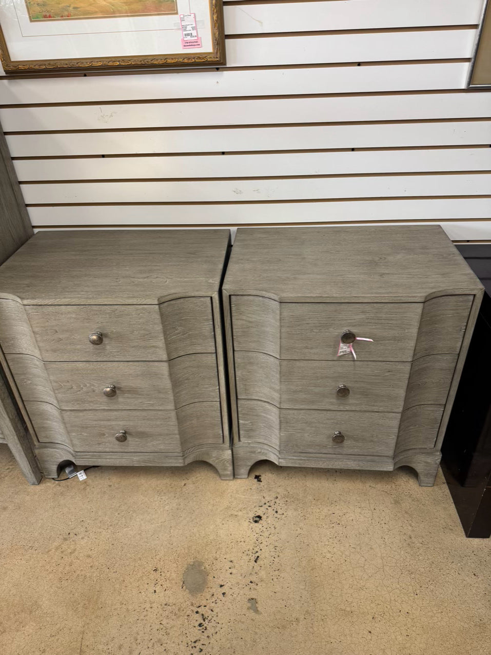 BERNHARDT Weathered Gray Wood Pair of Nightstands