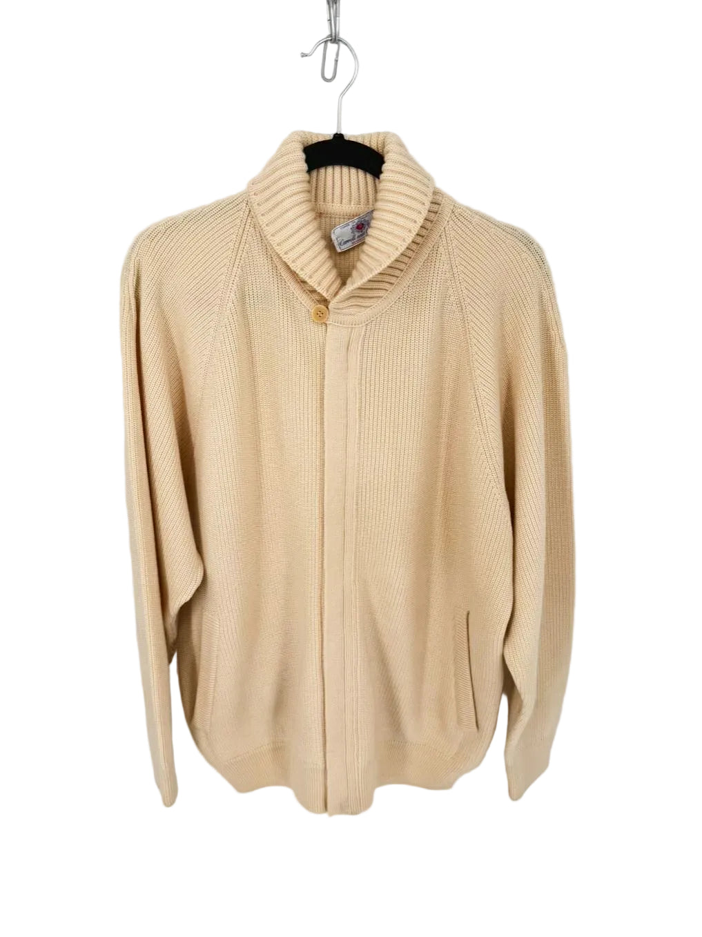 VINTAGE CARROLL AND COMPANY Men's Size XL Butter Wool Zip Up Cardigan
