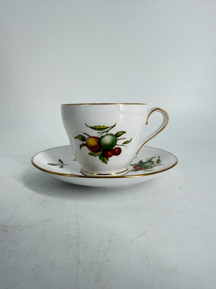 SPODE White, Green & Pink Bone China Blenheim 5 Piece Dinnerware Setting For 12 w/ Serving Pieces