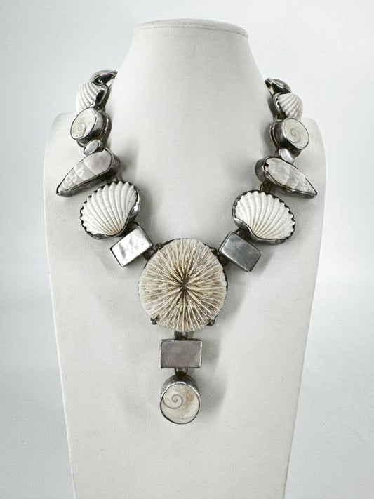 ECHO OF THE DREAMER Sterling Silver Mother-of-Pearl & Seashell Necklace