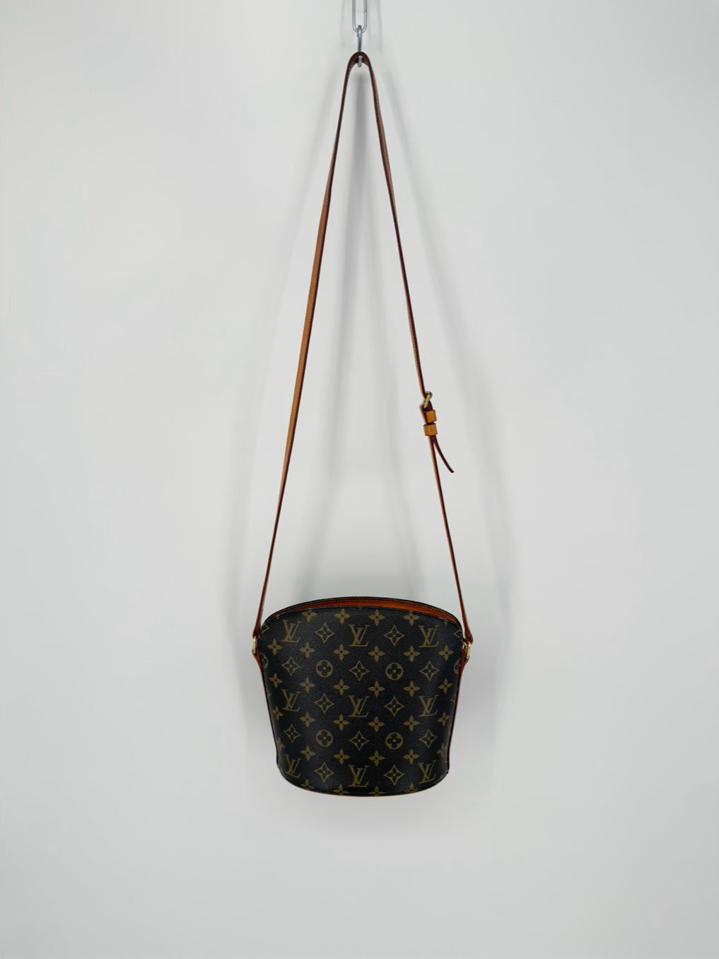 LOUIS VUITTON Brown Leather Monogram Crossbody Bag
