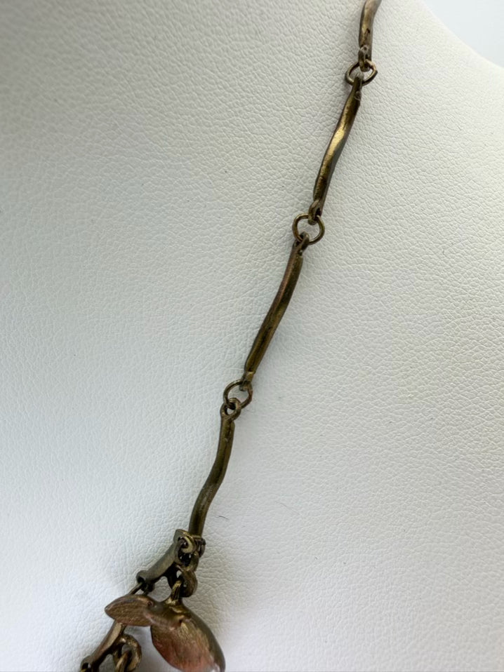 MICHAEL MICHAUD Bronze Full Petal Hydrangea Flower Necklace