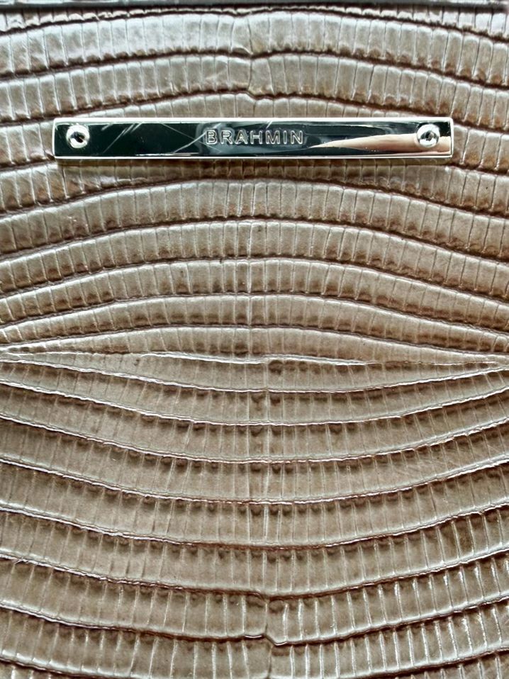 BRAHMIN Asher Medium Almond Leather Crocodile Purse