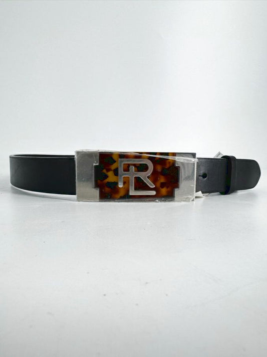 RALPH LAUREN Size L Leather Black & Brown Tortoise Belt NWT