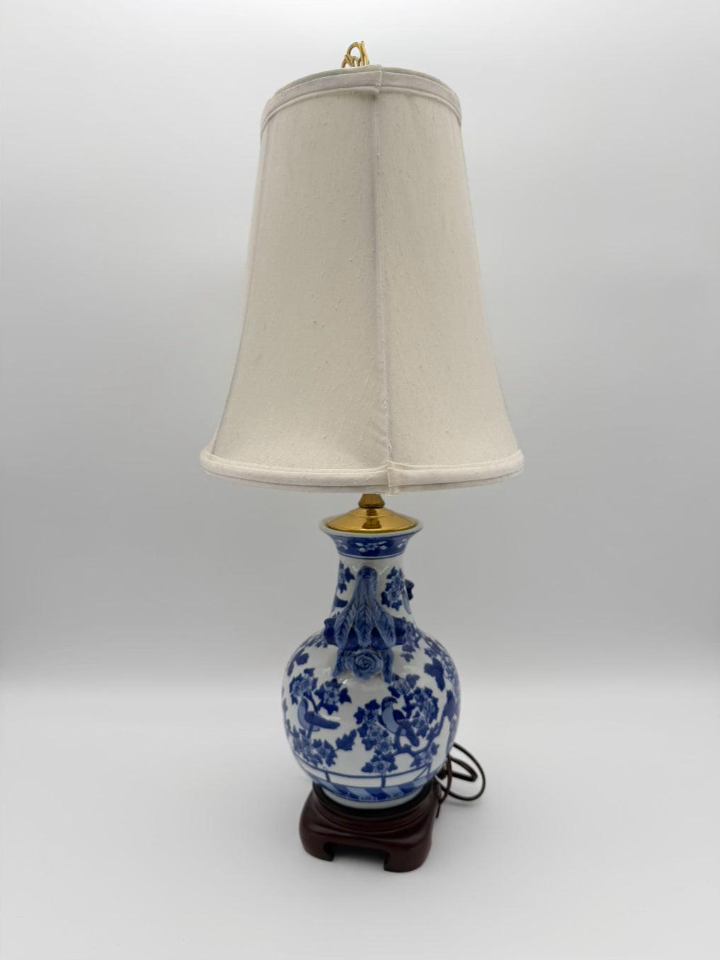 Blue & White Porcelain Lamp w/ Shade