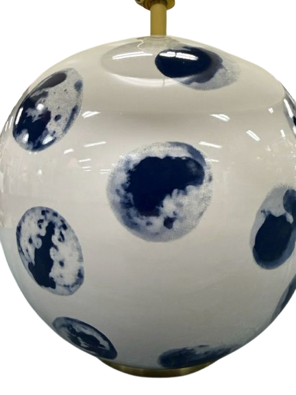 HUDSON VALLEY White & Blue Ceramic Dots Pair Of Lamp w/ Shades