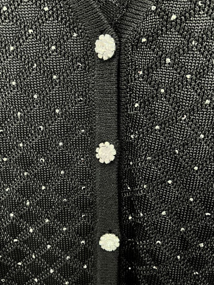 ST JOHN EVENING Size 14 Black Knit Shimmer Cardigan