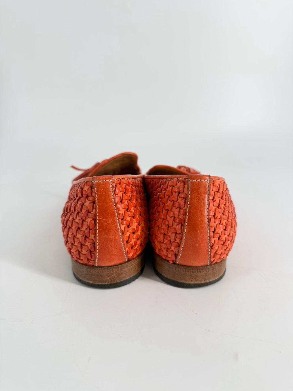 ANN MASHBURN Size 39 Orange Leather Loafers