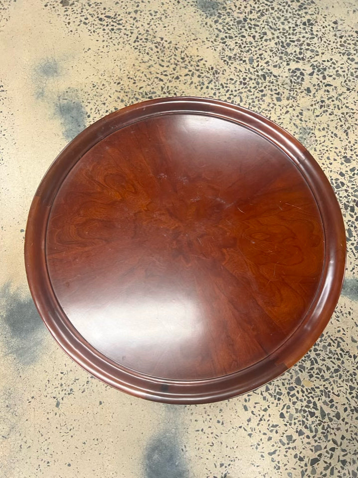 BOMBAY ROUND Dark Wood Occasional Table w/ Brass Detail