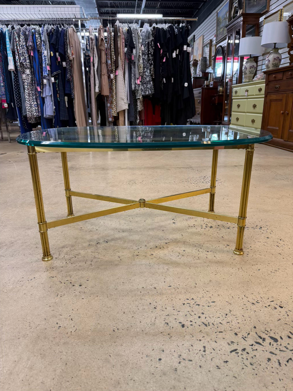 Brass & Glass Oval Coffee Table