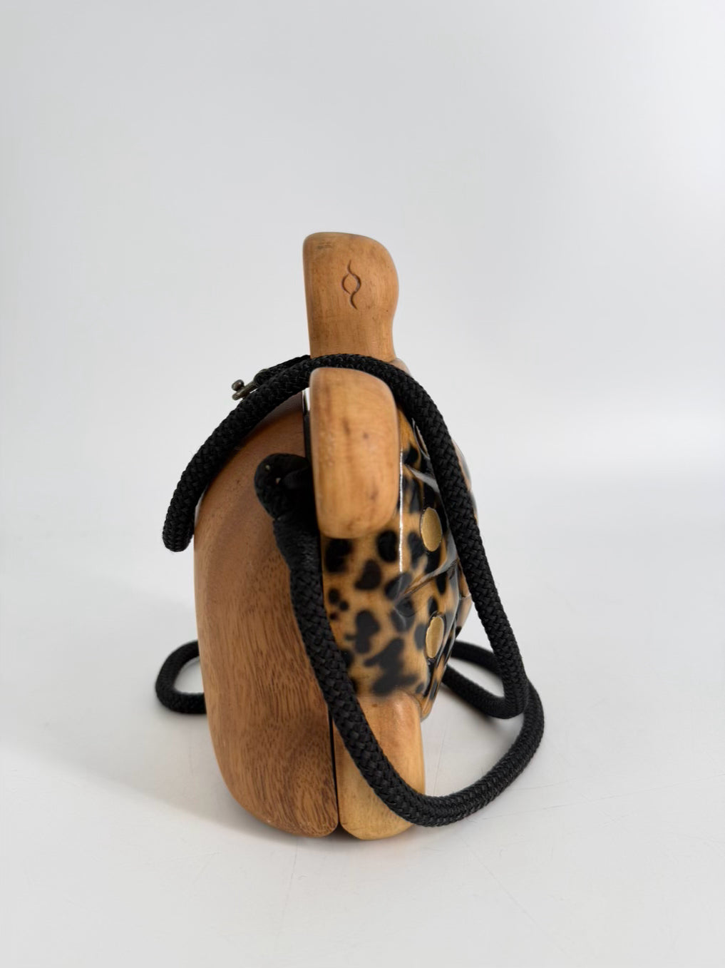 TIMMY WOODS Handmade Brown Wood Turtle Evening Bag